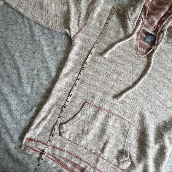 J. America Baja-Style Hoodie Red Cream Striped Pullover Size L - Picture 5 of 6